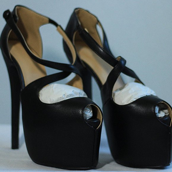 Sexy Platform Cross Strap Peeptoe - Picture 6 of 10